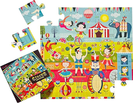Circus Performers Jigsaw Puzzle for Toddlers | Carnival Tent 25 Jumbo Pieces Floor Puzzles for 3 Years Kids| Educational & Fun Themed Birthday Party Favors