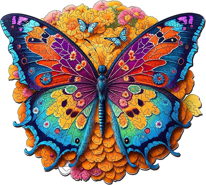 Wooden Puzzles for Adults, Unique Puzzles for Adults, Irregular Animal Shaped Wooden Jigsaw Puzzles, Creative Birthday Gift,11.8 x 9.1 inch, Butterfly