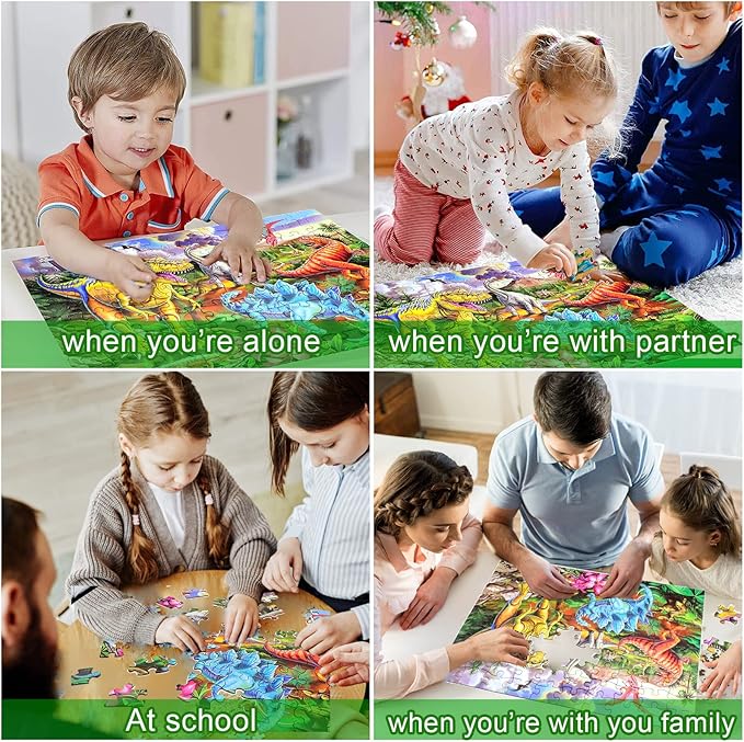 Puzzles for Kids Ages 4-8, 6-8, 8-10, Jigsaw Puzzles 100 Piece Big Dinosaur Floor Puzzle for Kids Children Educational Toys for Little Boys and Girls