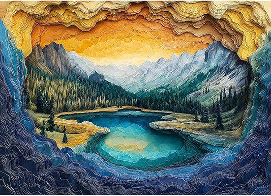 National Parks Puzzle for Adults 1000 Pieces – Yellowstone Lake-Inspired Mountain Landscape – Challenging Nature Puzzle for Families – Scenic Jigsaw with Stunning View (19.7x27.6 in)