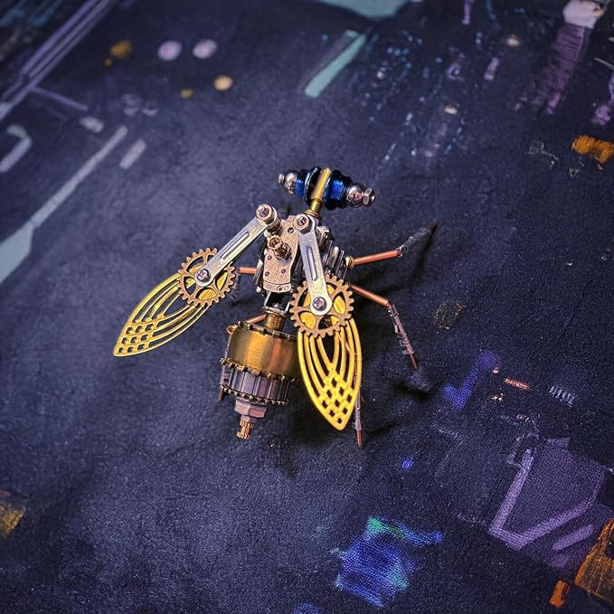 Steampunk Metal Insect Bug Mechanical Steampunk Sculpture Steampunk Mechanical Insect Clockwork 3D Steampunk Metal Puzzle Kits for Adults (Mechanical Fruit Fly)