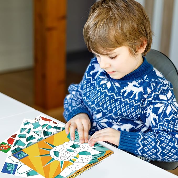 Omgouue 2PCS 4th of July Patriotic Crafts for Kids Ages 4-8 Sticker Paint Books Gift Party Create 20 Pictures（Sticker Sheets are Separate）