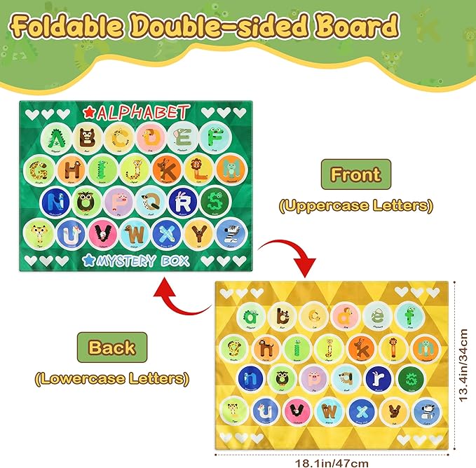 Alphabet Mystery Box for Kids - Alphabet Learning Toy with 26 PCS Animal Figurines Letter Matching Game Montessori Educational Toy Preschool Kindergarten Gift for Toddlers Ages 3-8