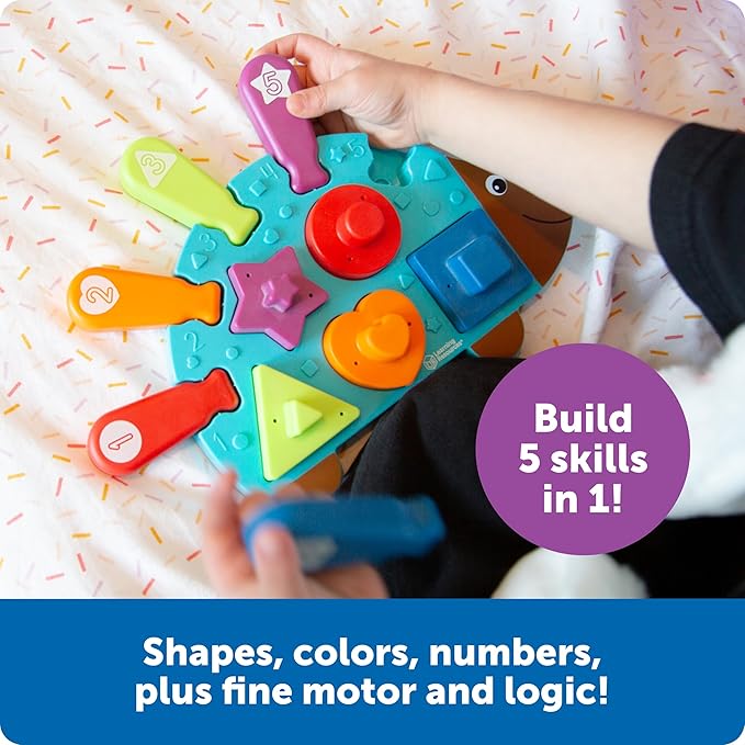 Learning Resources Spike the Fine Motor Hedgehog Puzzle Playmate - 11 Pieces,Ages 18+ months Fine Motor Game, Color and Shape Recognition Toddler Montessori Toys