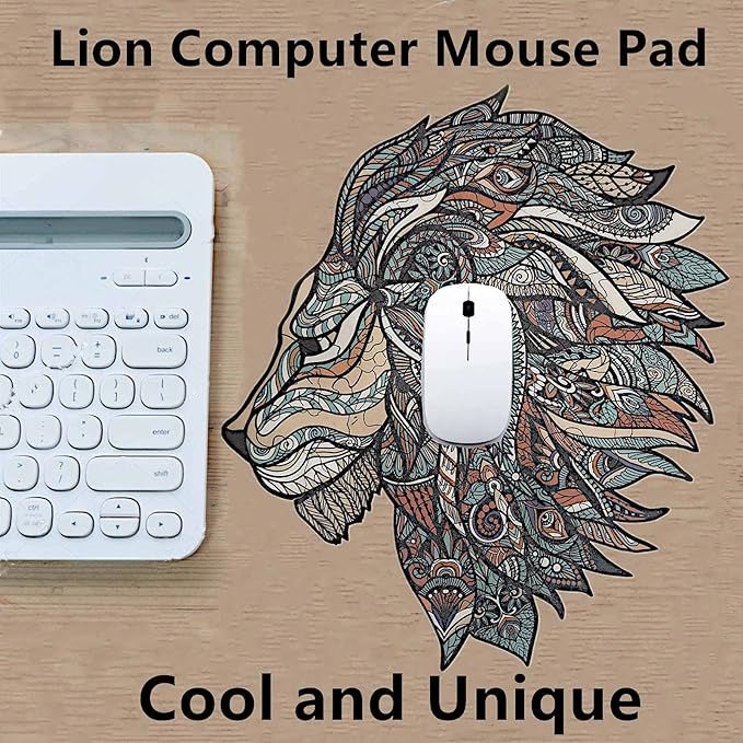 Wooden Jigsaw Puzzle for Adults,Unique Lion Animals Shaped Magic Jigsaw Puzzle Pieces Best Gift for Adults,Can be Used as a Cool Mouse Pad,70pcs,(10×9 inches) Large…