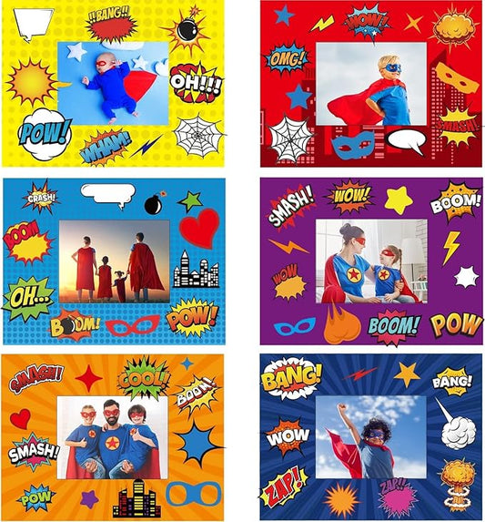 30 Pack Super Theme Hero DIY Picture Frame Craft Kit for Kids Fashion Hero DIY Photograph Craft Hero Children Stickers for Hero Art Craft Home Classroom Game Activities