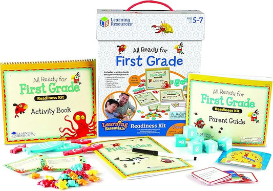 Learning Resources All Ready for First Grade Readiness Kit, Back to School Activities, School Preparation Toys, Homeschool, 32 Page Guide Included, Ages 5+