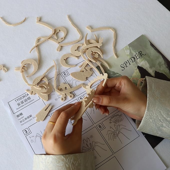 3D Puzzles for Kids, Different from Wooden, Felt Spider DIY Three-Dimensional Model, Animal Insect Toy Educational Game Set Gift