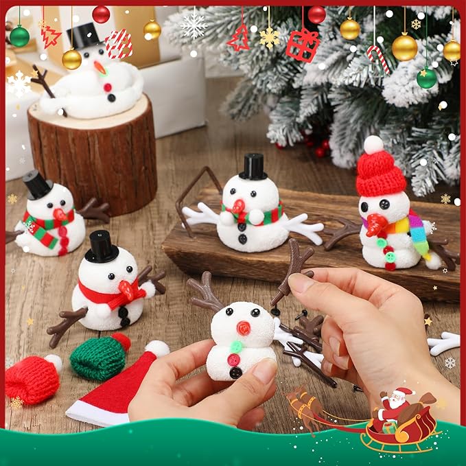 Shappy 24 Pack Christmas Snowman DIY Craft 326 Pcs Build Craft Kit Christmas Decoration Air Dry Modeling Clay for Winter Party DIY Gift Indoor Outdoor Holiday Decoration(Foam Snowman)
