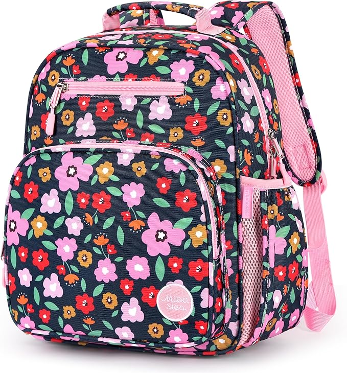 mibasies Kids Backpack for Girls: Girls Backpack 5-8 - Kindergarten Elementary School Bookbag for Girl - Flower