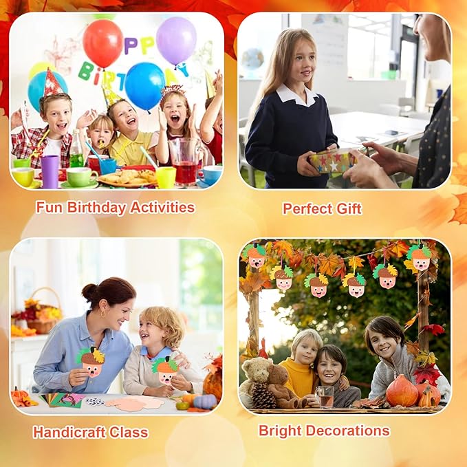 Fennoral 12 Pack Fall Crafts for Kids Make You Hazelnut Foam Stickers DIY Autumn Art and Craft for Boys Girls Party Supply Art Activities Birthday Gifts Fall Thanksgiving Decoration