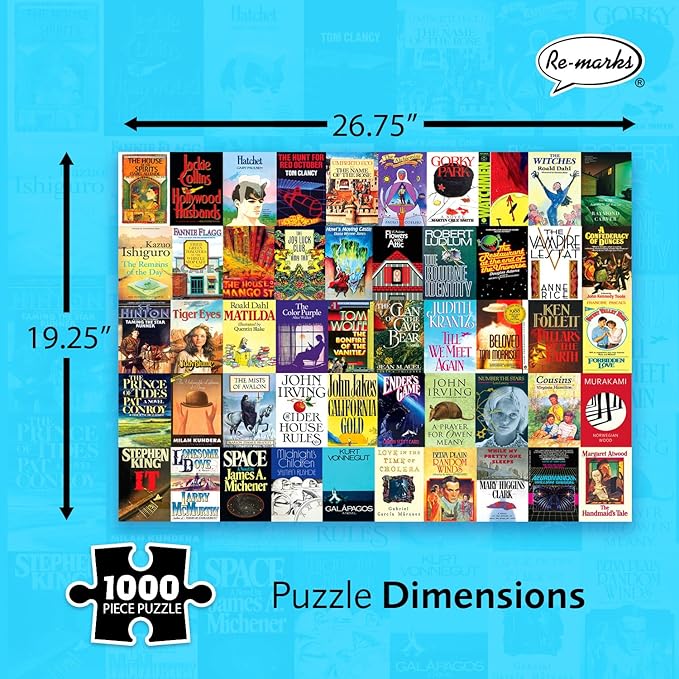 Re-marks 1980s Novels Collage Puzzle, 1,000-Piece Literary Jigsaw Puzzle for All Ages