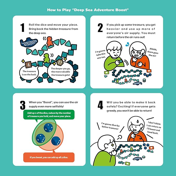 Oink Games Deep Sea Adventure Boost – Push-Your-Luck Family Board Game | 2–6 Players | Ages 8+ | Portable Travel Game