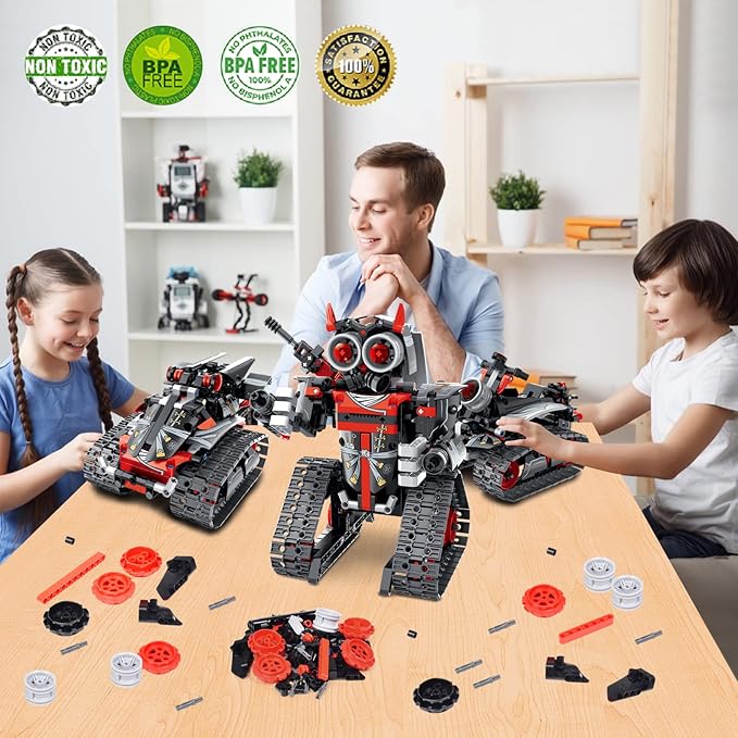 VINTOP Remote Control Robot Building Kit for Boys 6-12, 3-in-1 STEM Remote & APP Controlled Coding Gear Robot/Tank/RC Car, 419 Pcs Science Learning Educational Building Blocks Toy Set Gift for Kids