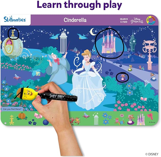 Skillmatics Search and Find Disney Princess Educational Game - Reusable Preschool Learning Activities, Perfect for Toddlers & Kids Who Love Toys, Art & Crafts, Gifts for Boys & Girls Ages 3, 4, 5, 6