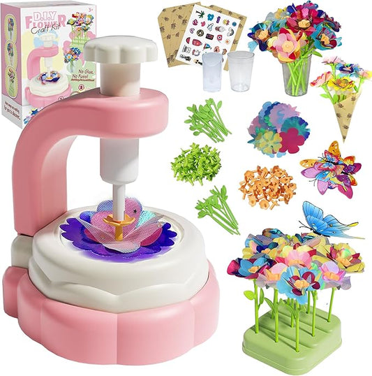 DIY Fabric Flower Bouquets Toys - Arts and Crafts for Kids 4 5 6 7 8, Arts & Crafts Flower Making Kit for Kids Girls, Educational Activity Toys for Girls Boys, 4 5 6 7 8 Year Old Girl Birthday Gifts