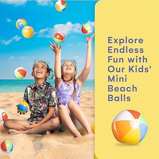 Top Race 25 Pack Mini Beach Balls Bulk Pack - 6 Inch Inflatable Rainbow Beach Balls for Kids - Ideal Pool Toys, Centerpieces for Tables, Lake Toys, Theme Party Decorations