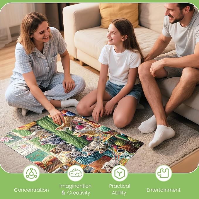 300 Piece Puzzles for Adults, Cute Cats 300 Piece Puzzle, Playful Kittens in Living Room Jigsaw Puzzle, Perfect for Family Game Night, Home Wall Decor, Ideal Gift for Adults, Kids, Seniors