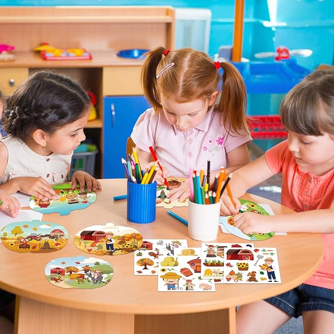 JUNEBRUSHS 30 Packs Fall Thanksgiving Crafts,Autumn Pumpkin Scene Crafts Fall DIY Ornaments Stickers Craft for Home School Classroom Activity Party Decor