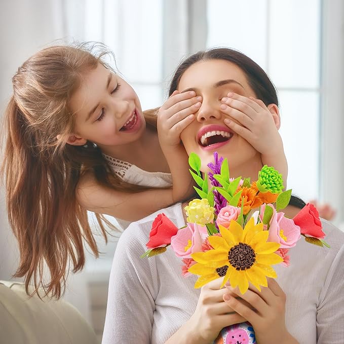 FTBox Crafts Kit for Girls Ages 6-12, Felt Flowers Bouquet and Paint Vase Art Craft Project for Girls, DIY Activity Christmas Birthday Gift for Kids Age 6 7 8 9 10 11 12 Year Old (Ceramic Vases)