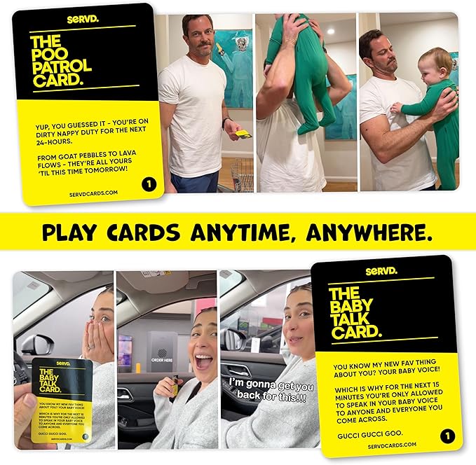 SERVD - Newborn Parents - The Hilarious Real-Life Couples Card Game for Infant Parents | Ultimate Gift for Baby Showers, New Moms & Dads, and 1st Birthdays