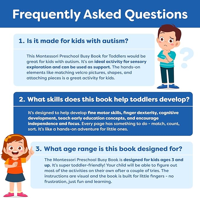 Montessori Preschool Busy Book for Toddlers Ages 3 and Up - Preassembled - Preschool Learning Activities Homeschool Montessori Toys - Gifts for 3 Year Old Boys - 4 Year Old Girl Birthday Gifts
