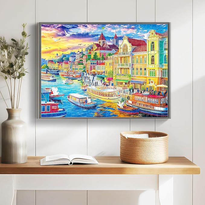 ALL4JIG Harbor City Fun Jigsaw Puzzles for Adults and Kids, 500 Pieces, 19" x 14", Christmas Secret Santa Gift, White Elephant Gifts, Number Partitioned for Easy Solving