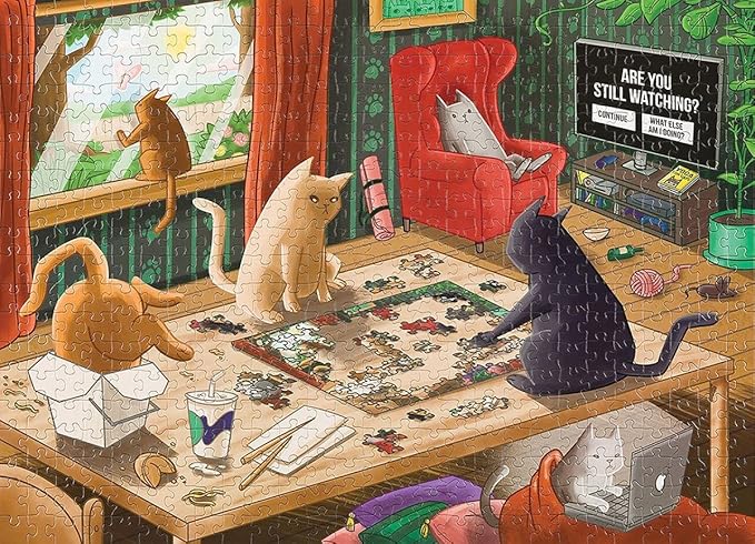 Cats in Quarantine Jigsaw Puzzle by Exploding Kittens - 1000 Pieces Jigsaw Puzzle for Adults, Teens, and Kids - Cat Puzzle, Funny Puzzle, Art Puzzle