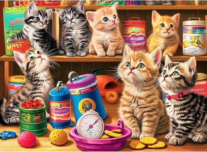 300 Pieces Cute Cats Puzzles for Adults,Large Piece Jigsaw Puzzle for Adults Teens Seniors,Fun Puzzle for Kids Ages 8-12,Challenging 300 Pieces Puzzles for Family,Great Gift for All Ages,20.5 x 15 in