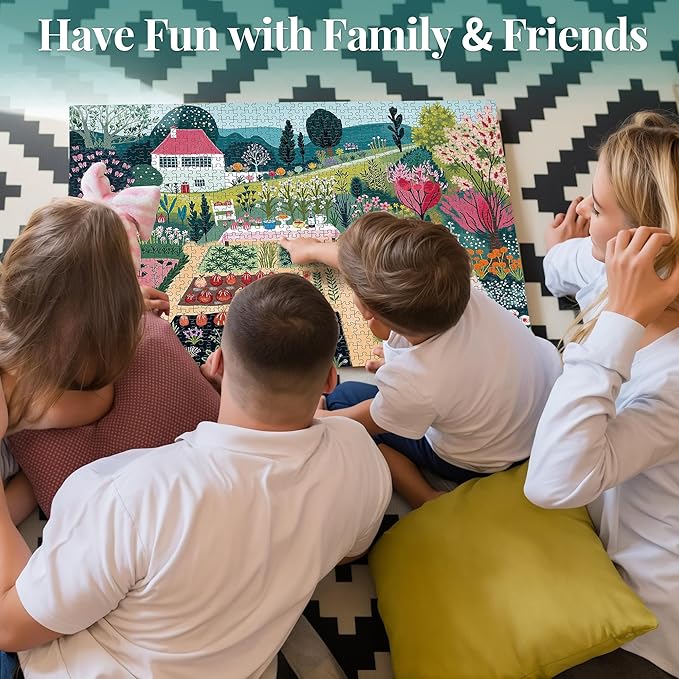 Jigsaw Puzzles for Adults 1000 Pieces, Spring Village Life Puzzle, Colorful as Home Wall Decor for Family Challenging Games