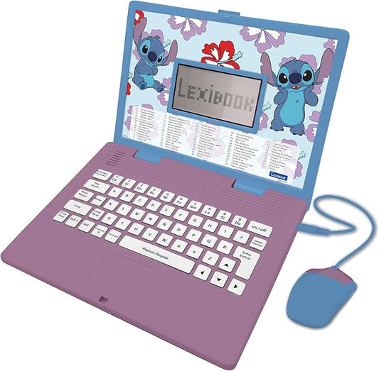 Lexibook - Disney Stitch - Bilingual English/Spanish Educational Laptop, 124 Language Activities, Writing, Maths, Logic, Music and Games, Boys and Girls, JC598Di2