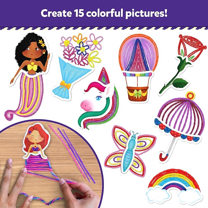Skillmatics Waxy Stick Art Kit - 100 Bendable & Reusable Waxy Sticks for Mess-Free DIY Fun, Pretty Pictures with Unicorns & Princesses, Creative Gifts for Girls & Boys Ages 5, 6, 7, 8, 9, 10, 11, 12