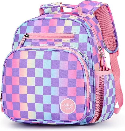 mibasies Toddler Backpack for Girls 2-4: Preschool Kindergarten Backpack - Cute Kids Backpacks for Girls - Checkerboard