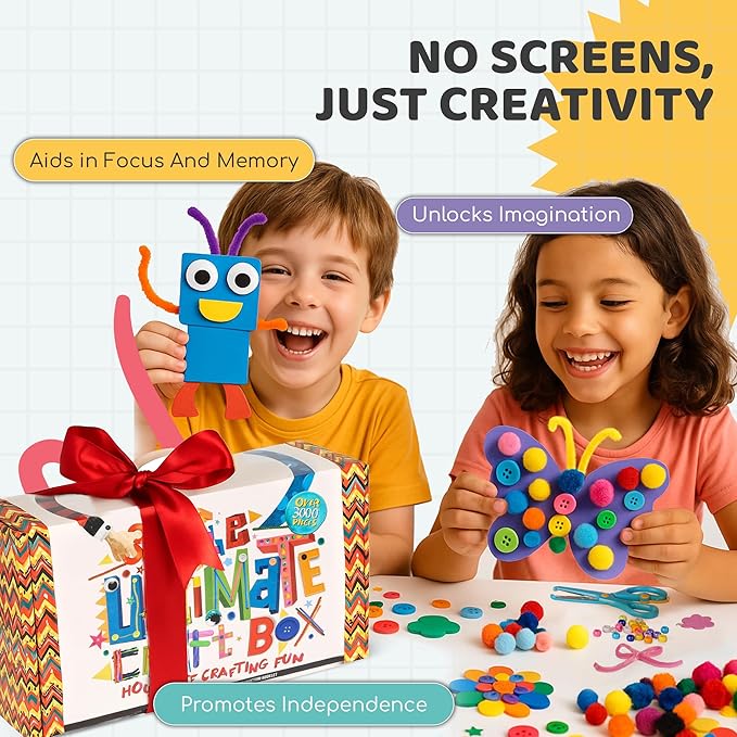 3000+ Pcs Arts and Crafts Supplies & Materials for Kids - Ultimate Bulk Craft Kit for Boys & Girls with 99 Activities Book for Ages 3-5, 4-6, 6-8, 8-12