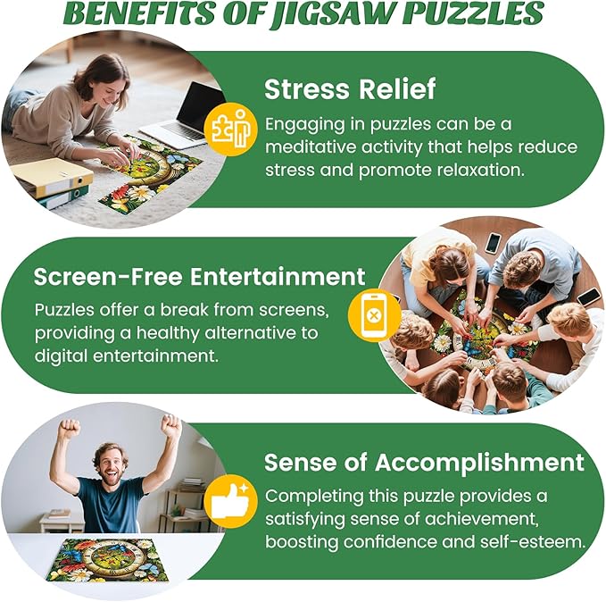 500 Pieces Puzzle for Adults,Fantasy Forest Clock Puzzle,Recycled Cardboard Flowering Time Puzzles 500 Pieces,Challenging Game Home Decor Birthday Party Gift Toy for Adults Kids Seniors 20.5 * 15 in