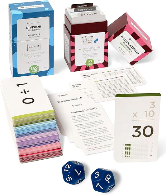 335 Multiplication & Division Flash Cards (Award Winning) 1 Fact Per Card with Visual Aids – All Facts 0–12 + Dice, Games & Charts – Grades 2–6, Homeschool & Classroom Learning