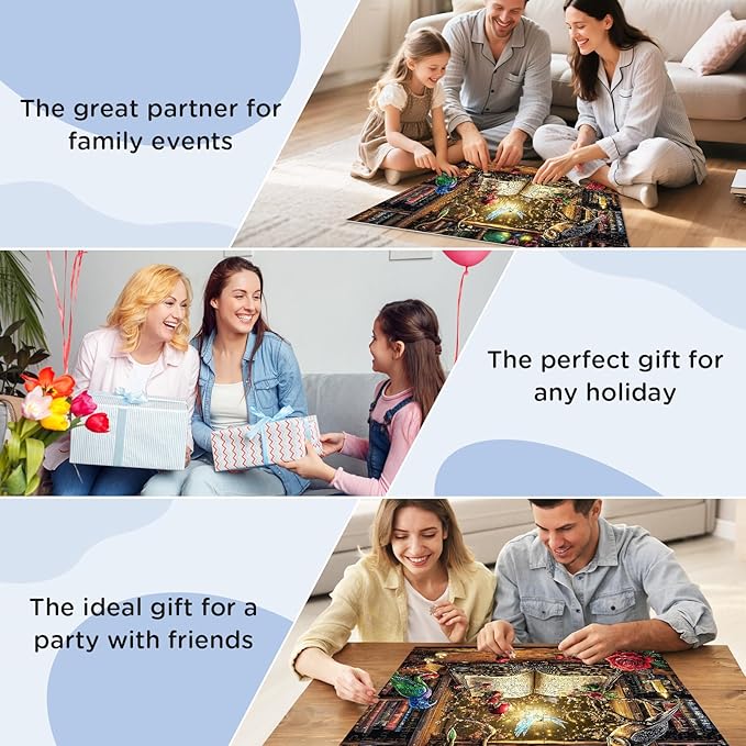 300 Pieces Puzzle for Adults, Magic Book Puzzle Recycled Cardboard, Bird and Rose Jigsaw Puzzles 300 Pieces, Challenging Game Home Decor Birthday Party Gift Toy for Adults Kids Seniors 20.5 * 15 inch