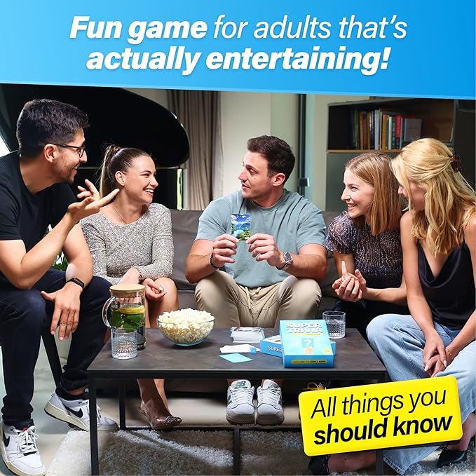 Super Trivia Game for Adults with 1200 Questions - Fun Board Game for Adults - Family Road Trip Travel Game for The Pursuit of Trivial Knowledge