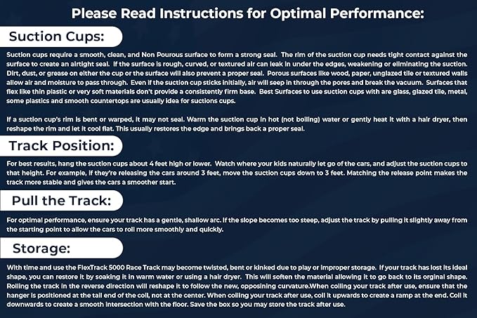 FlexTrack 5000 Flexible Race Car Track for Kids Toy with Suction Cups Compatible with Hot Wheels and Diecast 1/64th Cars and More 15 Feet Long Rolls Up Portable Racetrack (Daytona Blue)