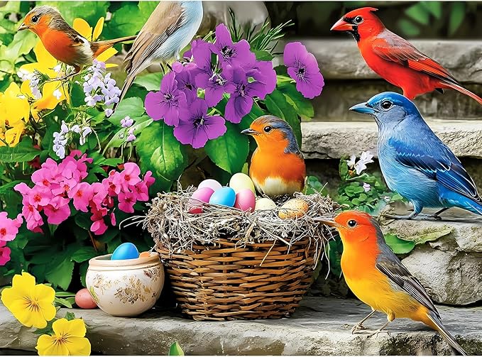 300 Piece Puzzle for Adults, Colorful Birds Jigsaw Puzzle, Colorful Hummingbird Puzzles, Bird Lover Challenging Puzzles for Friends Family Activity Game Nights Gifts, 20.5x15 in