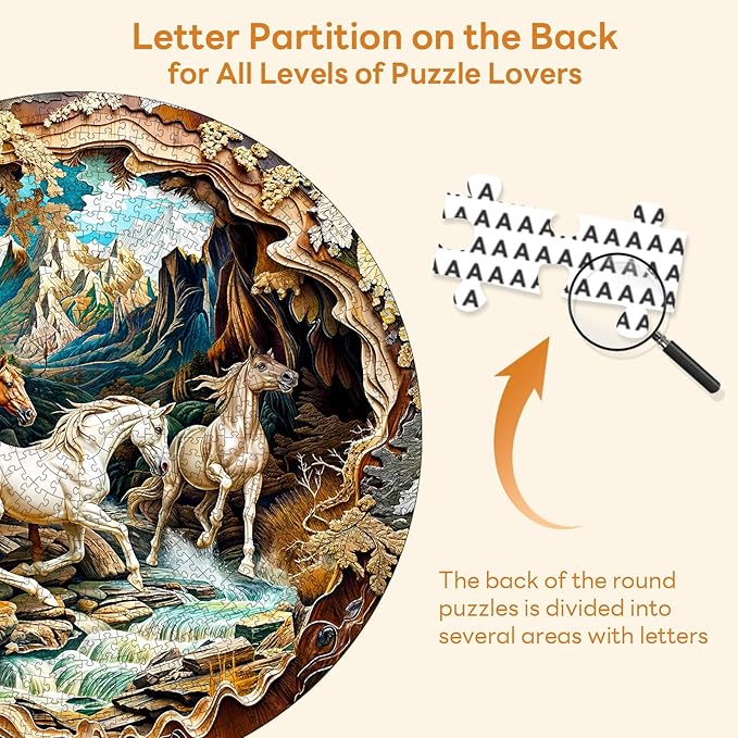 Masseruon 1000 Piece Puzzle for Adults, 26.6 * 26.6in Horse Puzzle for Adults, 1000 Pieces Flat Puzzles with 3D Visual Effect When Completed, Adult Puzzles Games