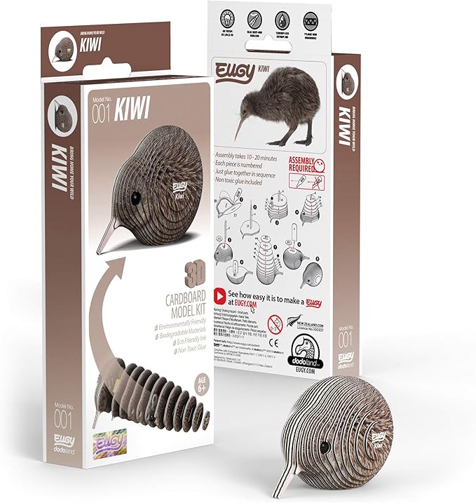 Eugy Kiwi Bird 3D Puzzle - 24 Piece Eco-Friendly Educational Toy Puzzle for Boys, Girls & Kids Ages 6+