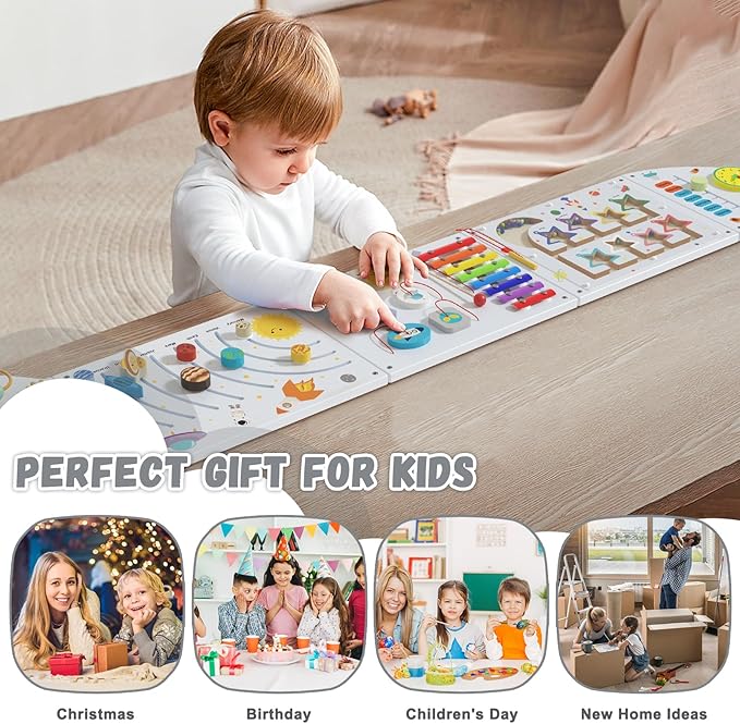 Rocket Activity Wall Busy Board Panels - Sensory Wall Panel for Kids, Montessori Toddler Wall Activity Board(5PCS)