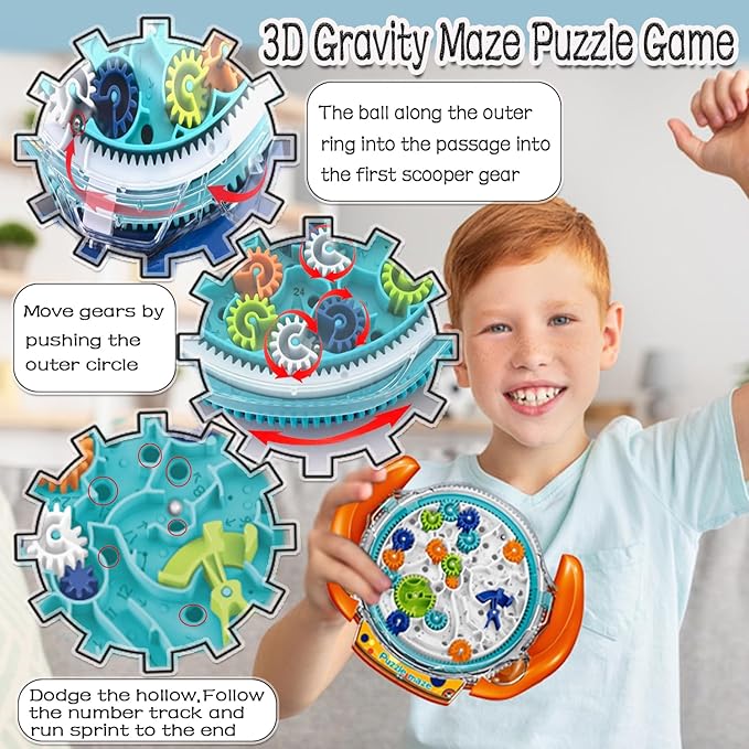 JRD&BS WINL The Ultimate Mind Puzzles for Ages 8-10 Challenge 3D Maze Game Brain Teaser Puzzles Toys for Children Teens and Adult Fun Travel Game for Kids Toys Labyrinth Game Marble Maze (Orange)