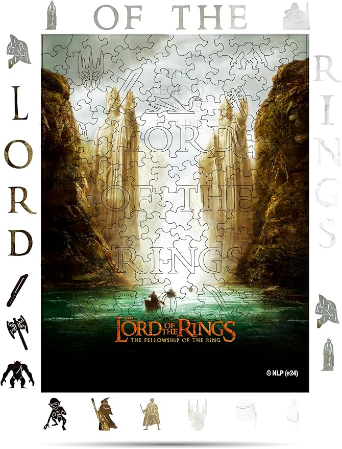 Crafthub Lord of The Rings Wooden Puzzles for Adults – A3 Size with 208 Pieces Wood Puzzles – The Gates of Argonath – Jigsaw Puzzles with Unique Shapes – 14.3" x 10.7"