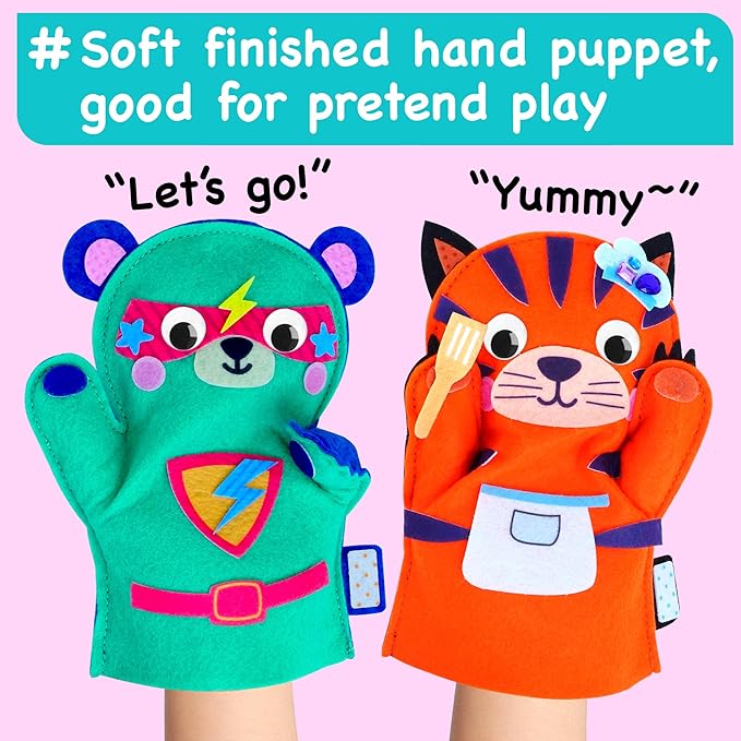 Unicorn Hand Puppet Making Kit for Kids Age 5-8 - DIY Puppet Making Craft Kit - Creative Arts & Crafts Set, Educational Gift - 8 Projects, Extra Stickers for Decoration