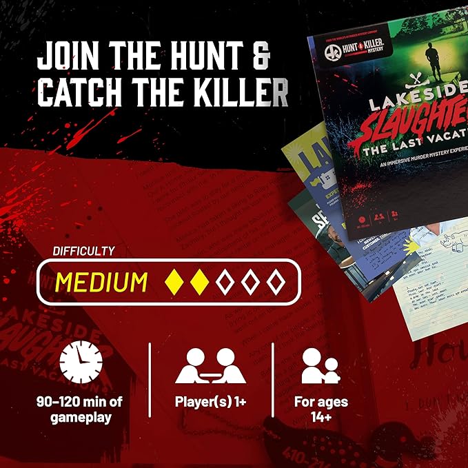 Hunt A Killer: Lakeside Slaughter – Immersive Murder Mystery Game, Interactive Crime Solving Experience, 90–120 Min Playtime, 1+ Players, Ages 14+