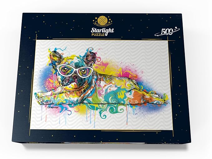 MyPuzzle Lazy Frenchie - Premium 500 Piece Jigsaw Puzzle for Adults
