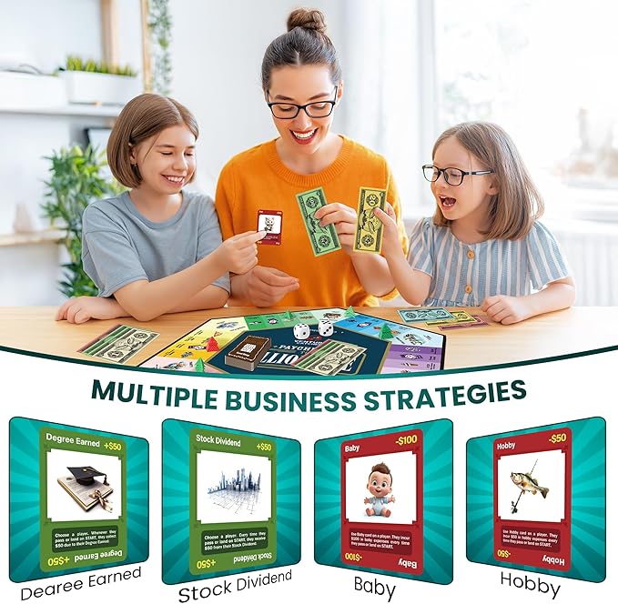 Paycheck to Billionaire: Master Financial Freedom - Smart Investing & Cost Management Board Game - Ideal for Game Night, Educational Play - Perfect for Boys and Girls Ages 8+, Adults and Family