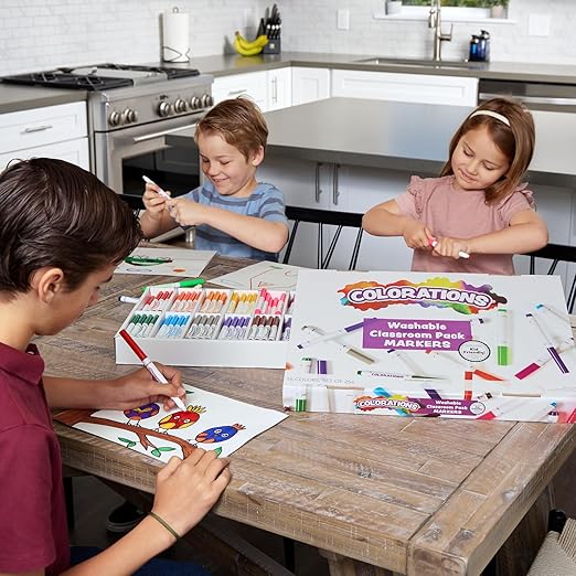 Colorations Washable Markers, Set of 256, 16 Colors, Non-Toxic, Bulk Art Supplies for Kids, Classroom Kit, Coloring Classroom Pack, Crafting Materials